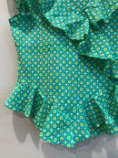 Emerald Geometric Ruffle Short Top