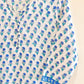 Blue Buti Block  Printed Cotton Satin Kurta