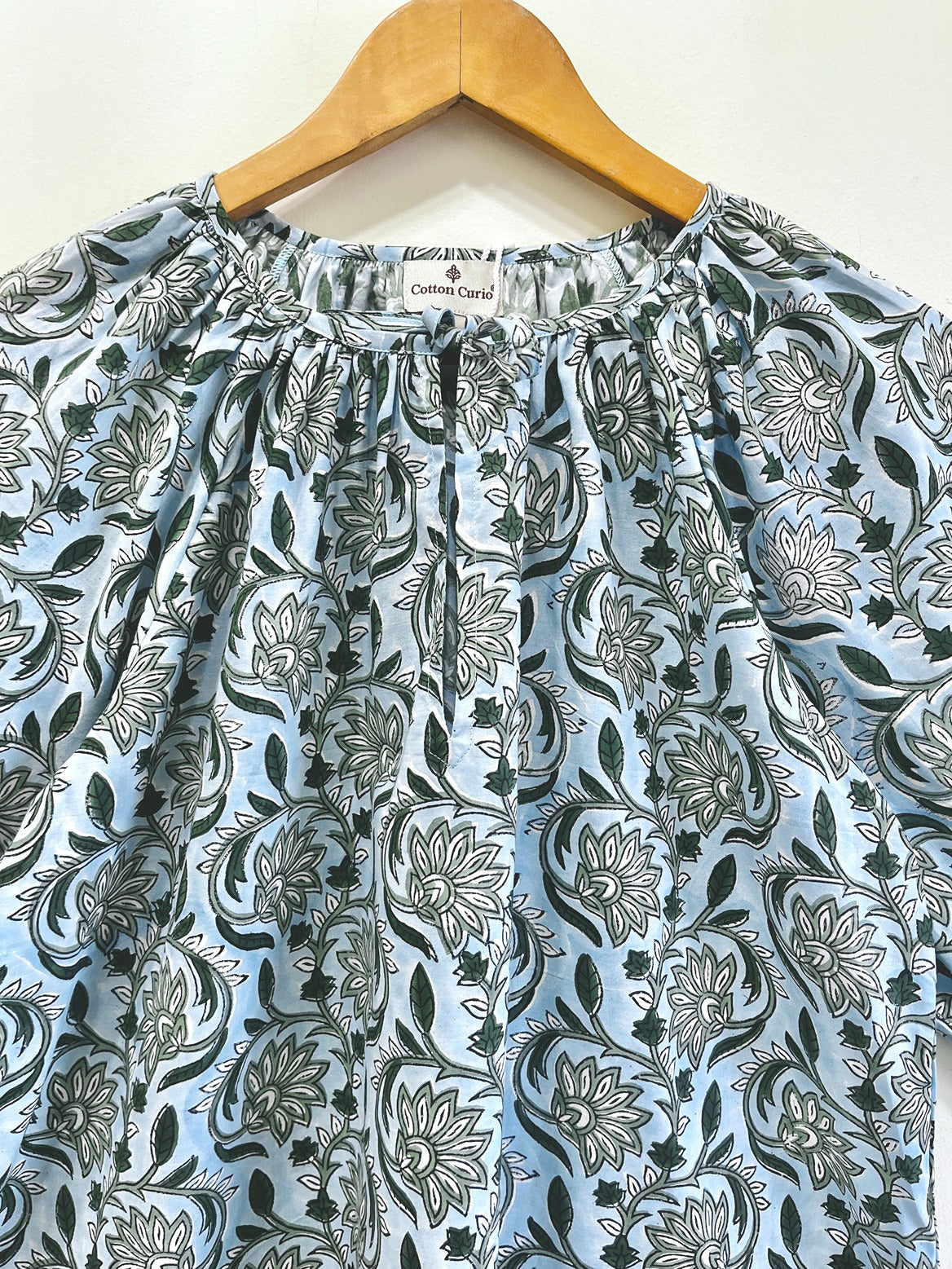 Indigo Garden Gather Cotton Top