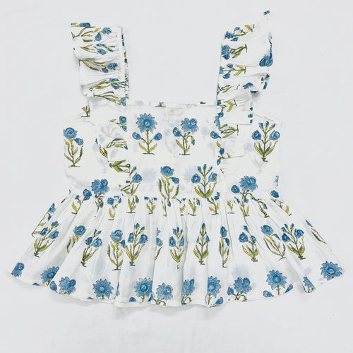 Sky Bloom Ruffle Short Top