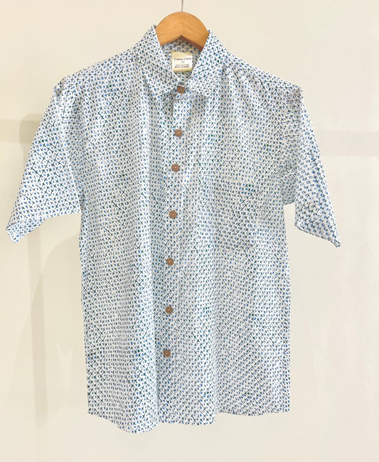 COTTON BLOCK PRINTED HALF SLEEVE SHIRT