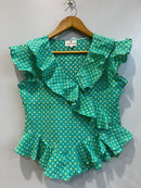 Emerald Geometric Ruffle Short Top