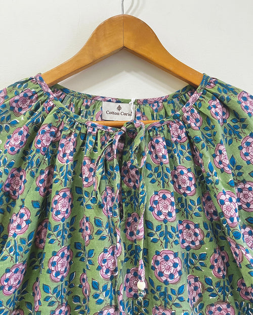 Rosette Garden Gather Cotton Top