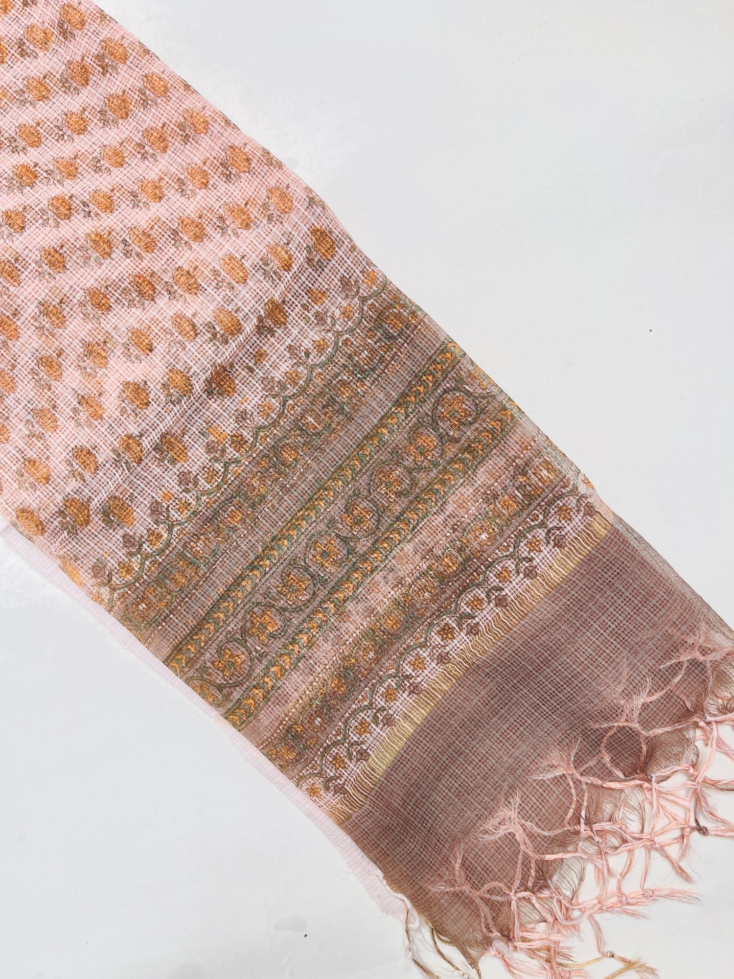 Block Printed Kota Doria Dupatta
