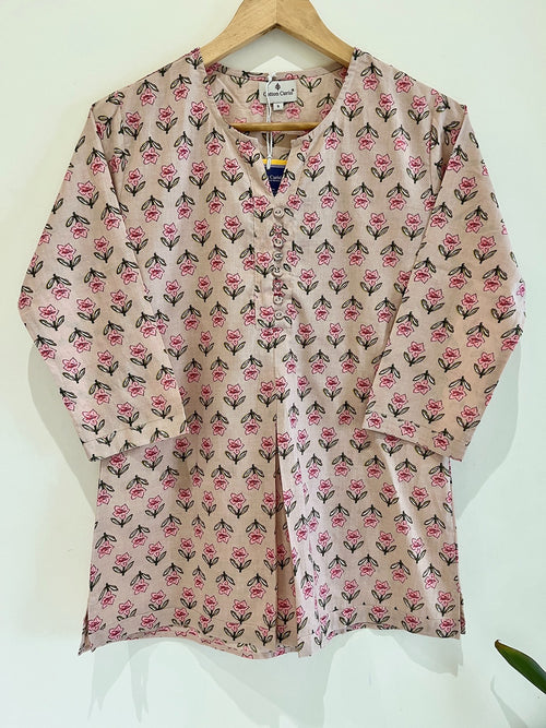 Block Printed Cotton Short Kurti