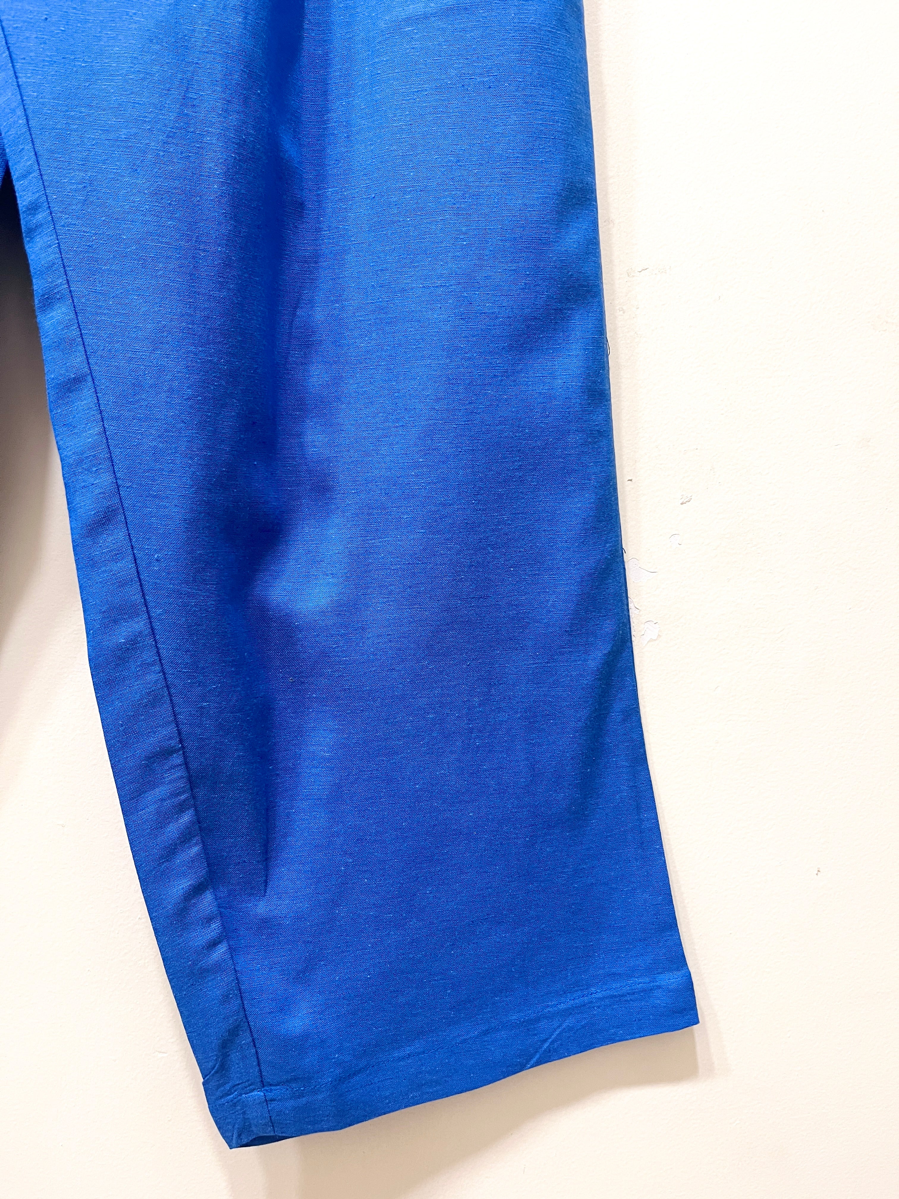 Blue Wide Leg Cotton Pants