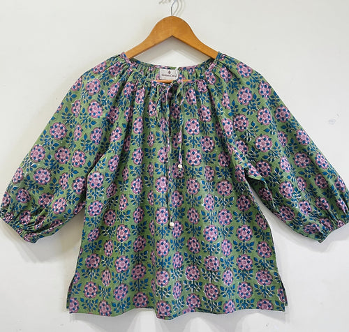 Rosette Garden Gather Cotton Top
