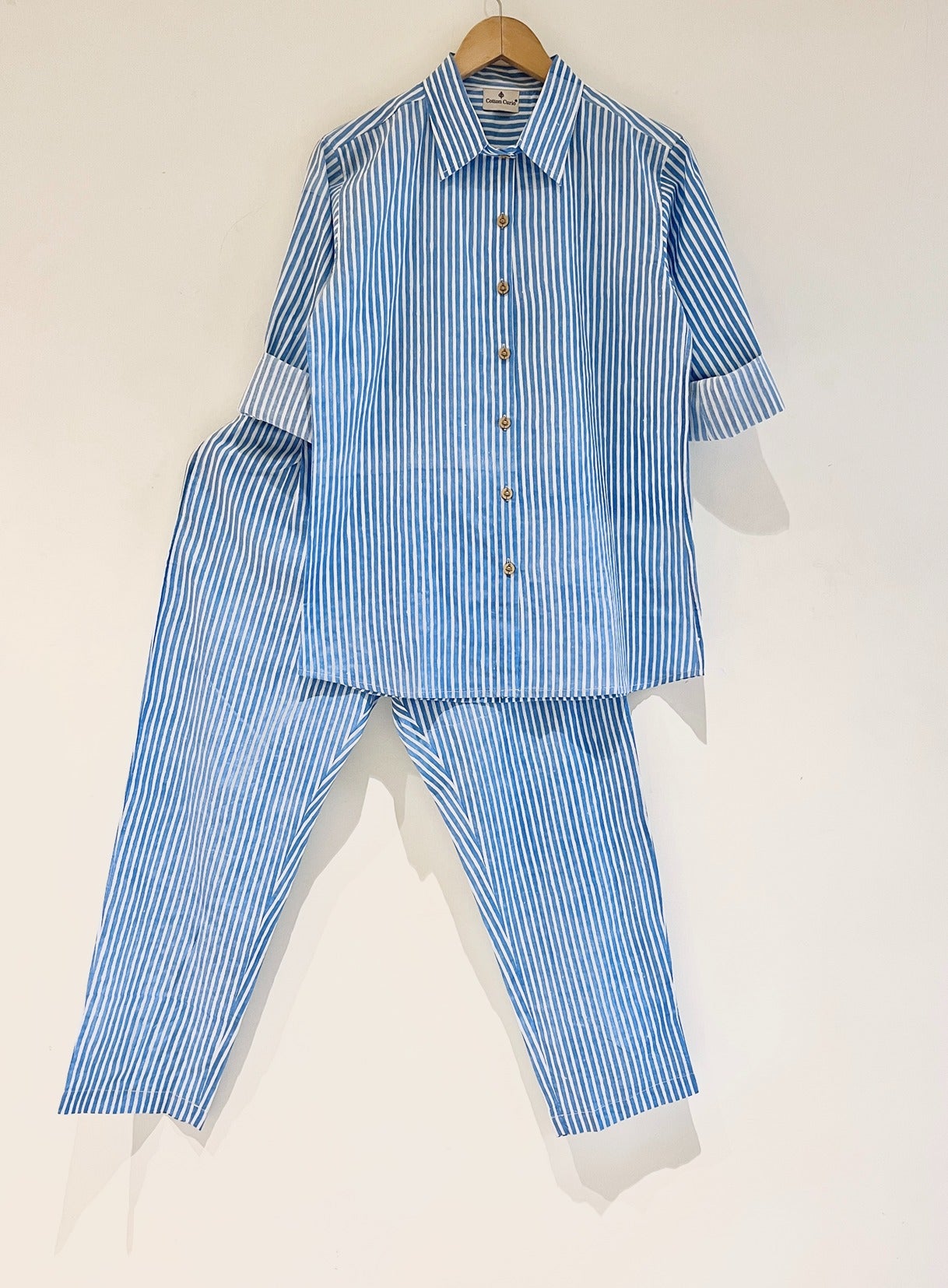 Blue Striped Cotton Co-Ord set