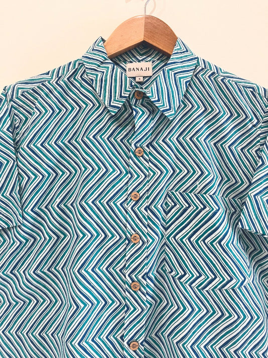 COTTON BLOCK PRINTED HALF SLEEVE SHIRT