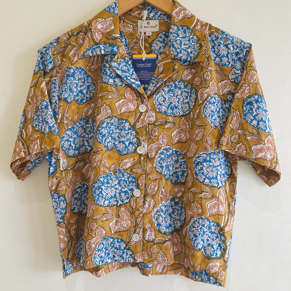 Mustard Bloom Cotton Crop Shirt