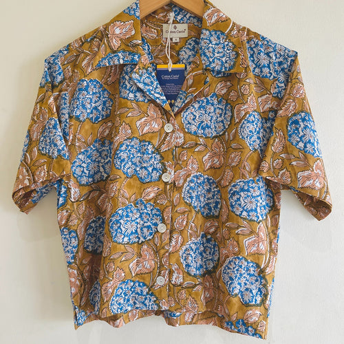Mustard Bloom Cotton Crop Shirt