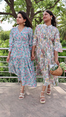 White Floral Printed Dress