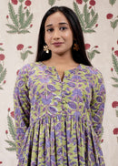 Purple Lotus Printed Dress