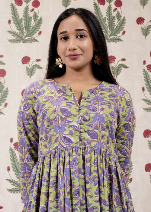 Purple Lotus Printed Dress