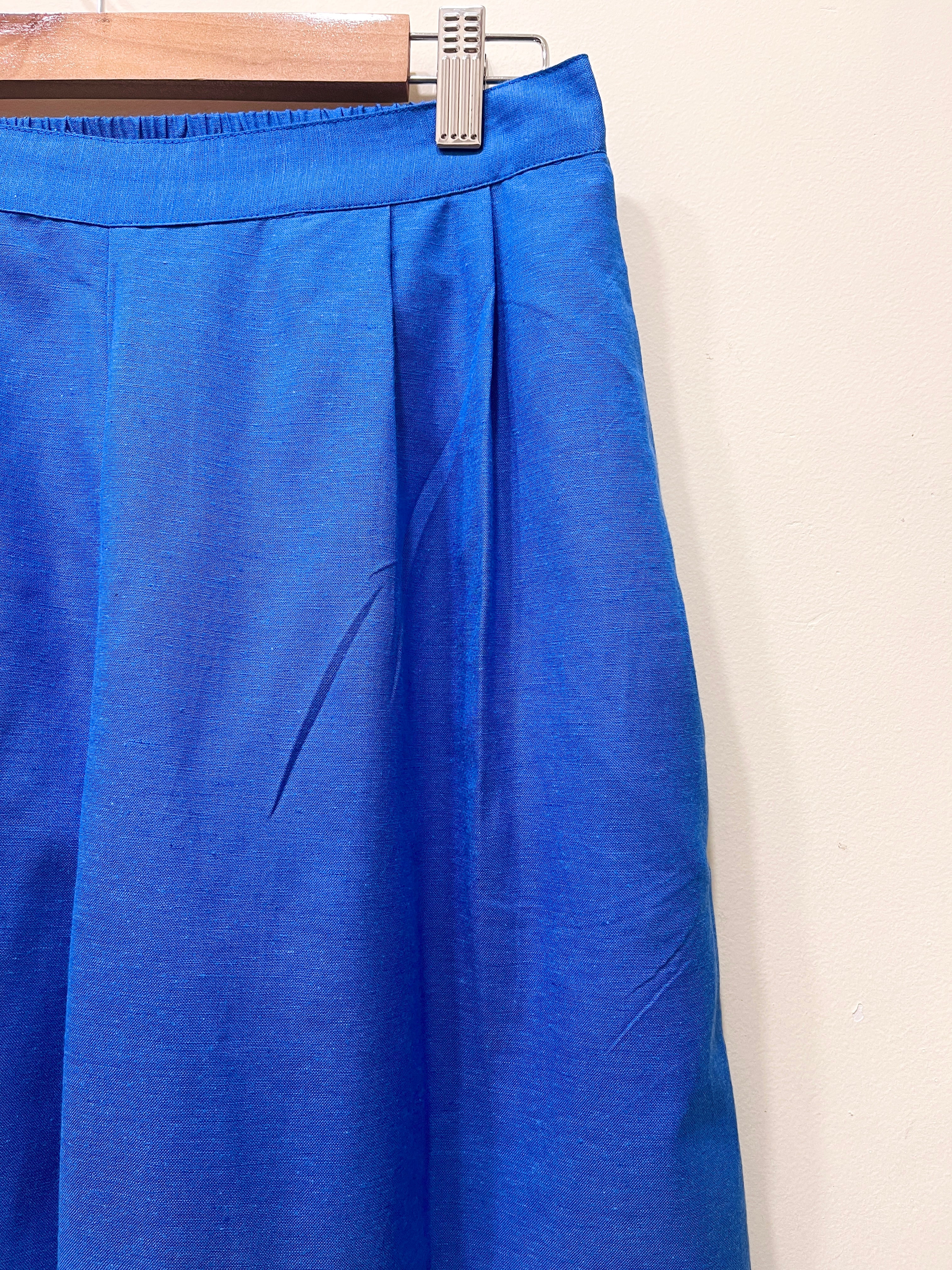Blue Wide Leg Cotton Pants