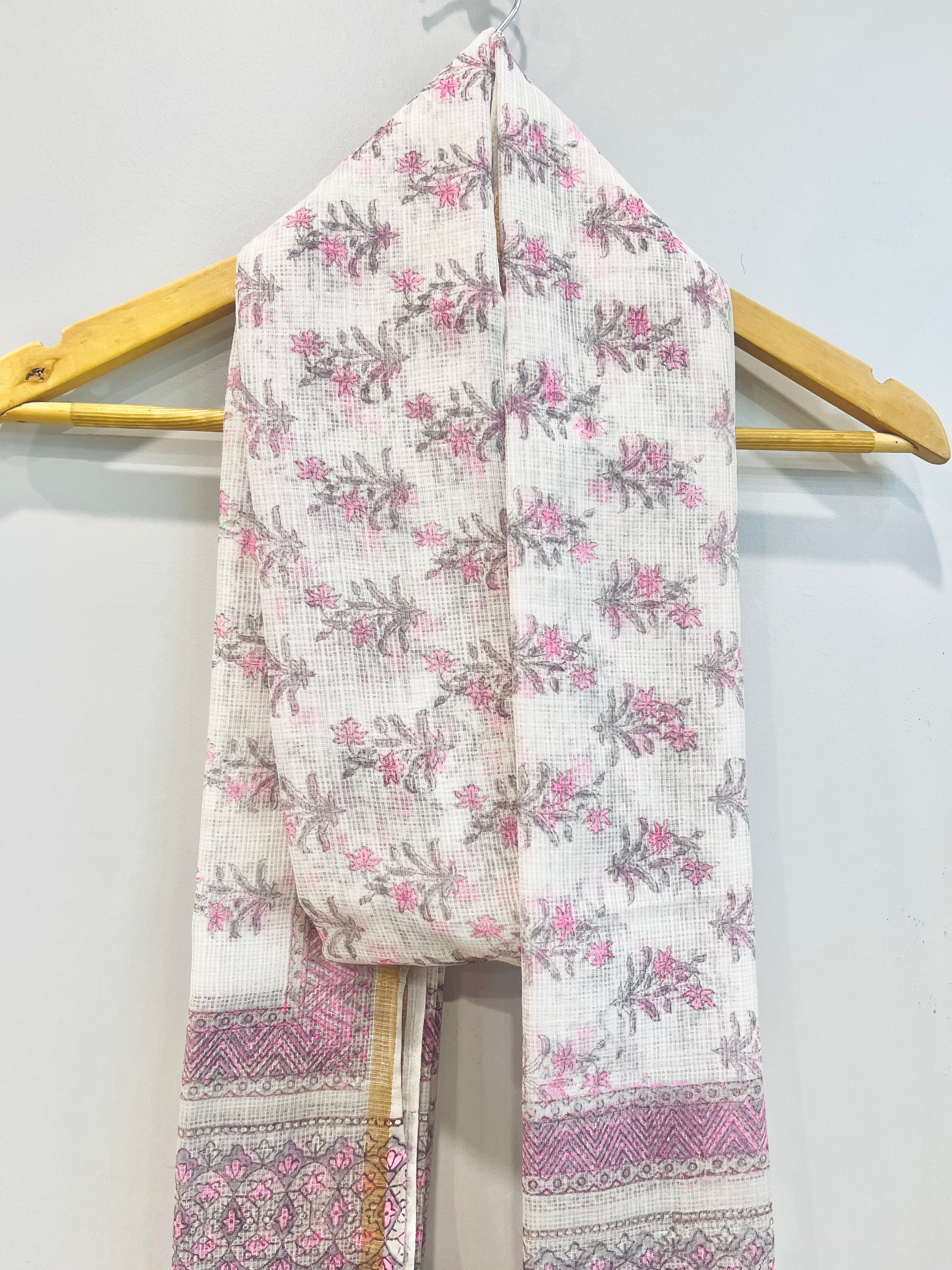 Block Printed Kota Doria Dupatta