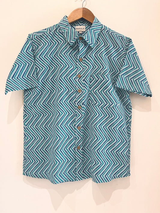 COTTON BLOCK PRINTED HALF SLEEVE SHIRT