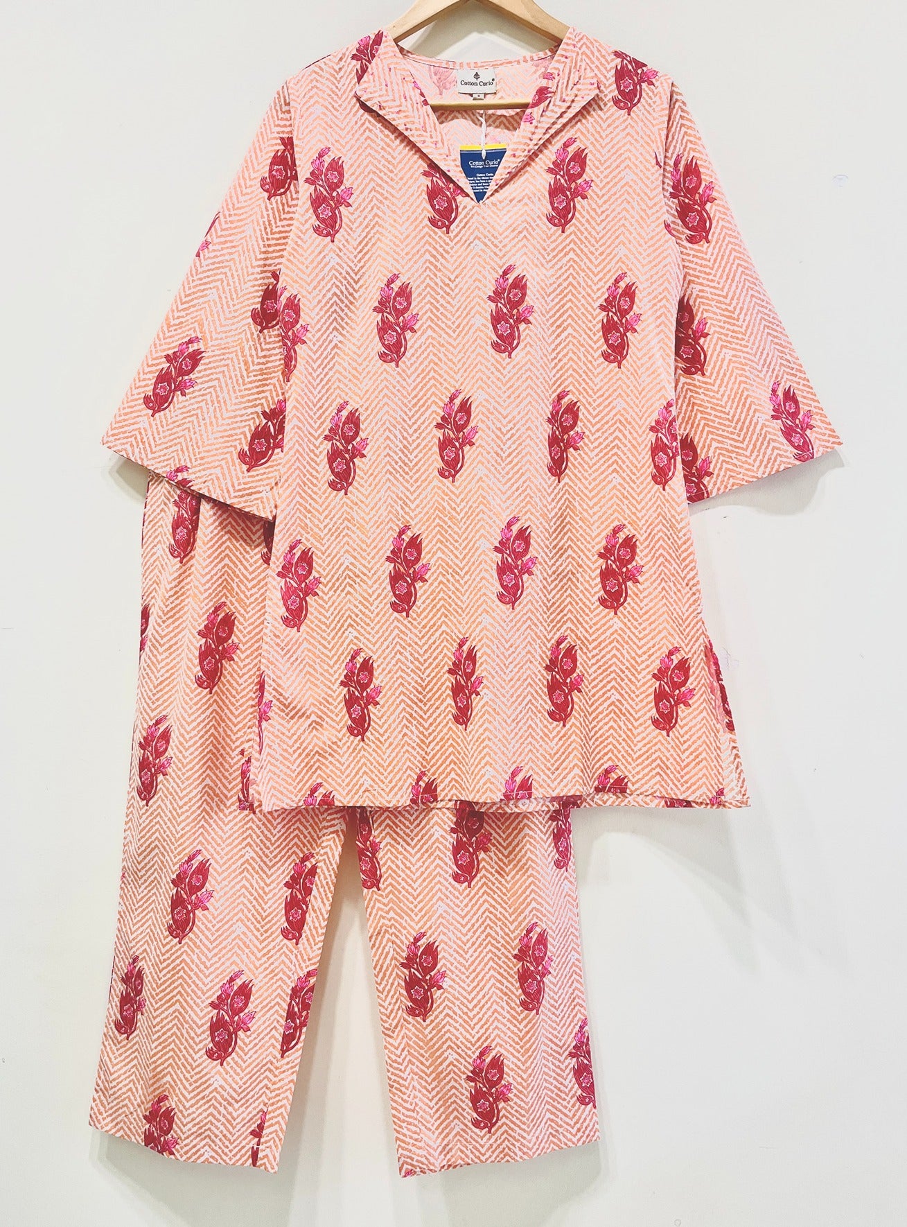 Coral Bloom Cotton Co-Ord set