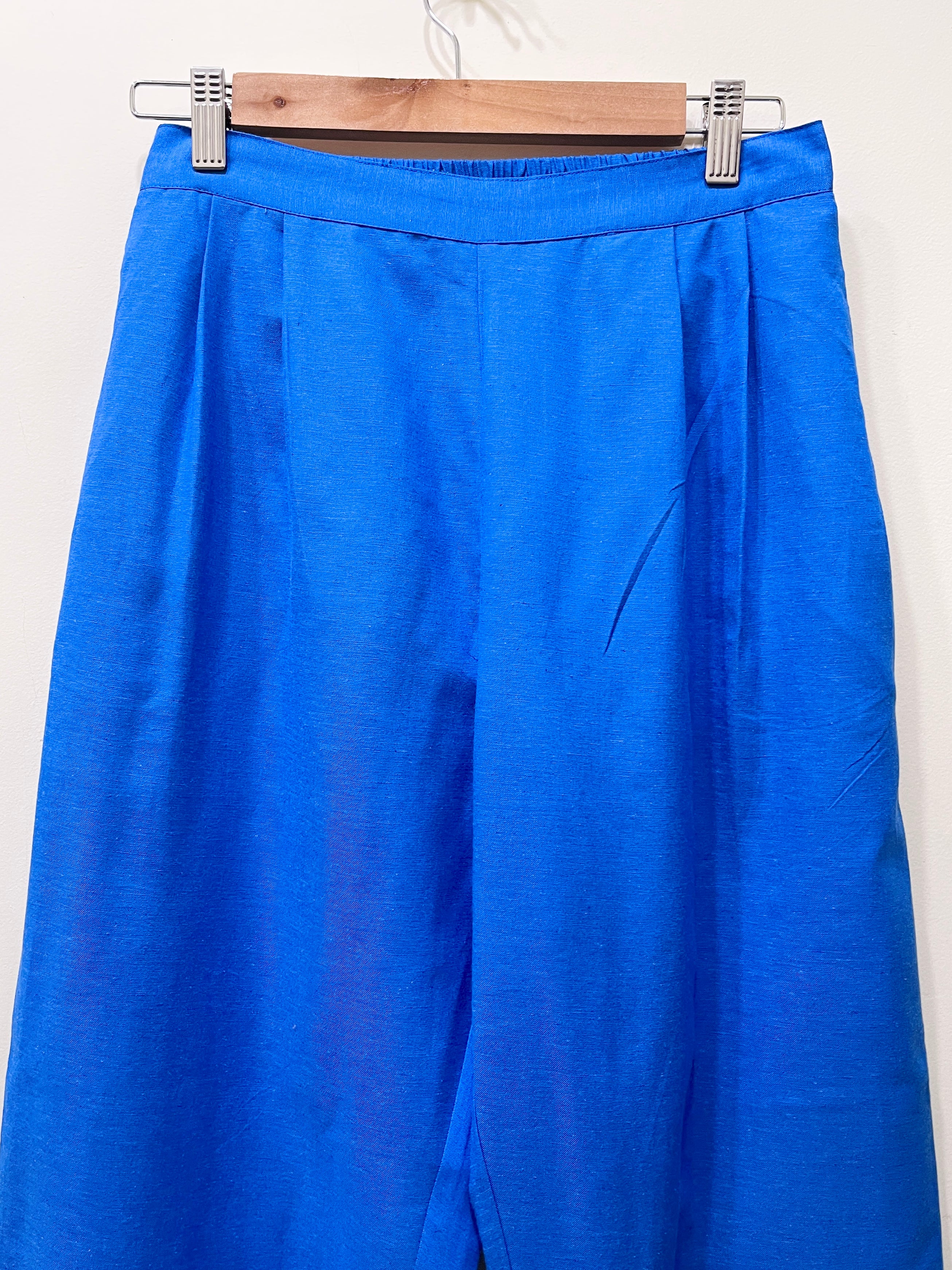 Blue Wide Leg Cotton Pants