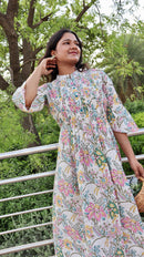 White Floral Printed Dress