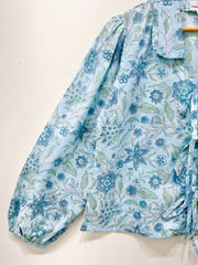 Aqua Bloom Block Printed Short Top