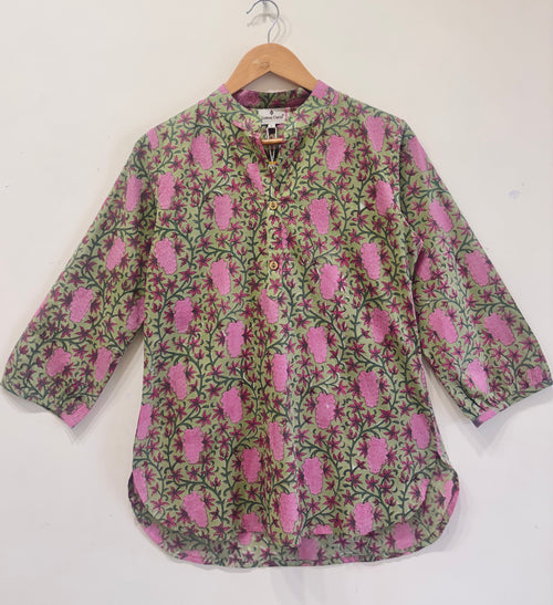 Sage & Blush Cotton Short Kurti