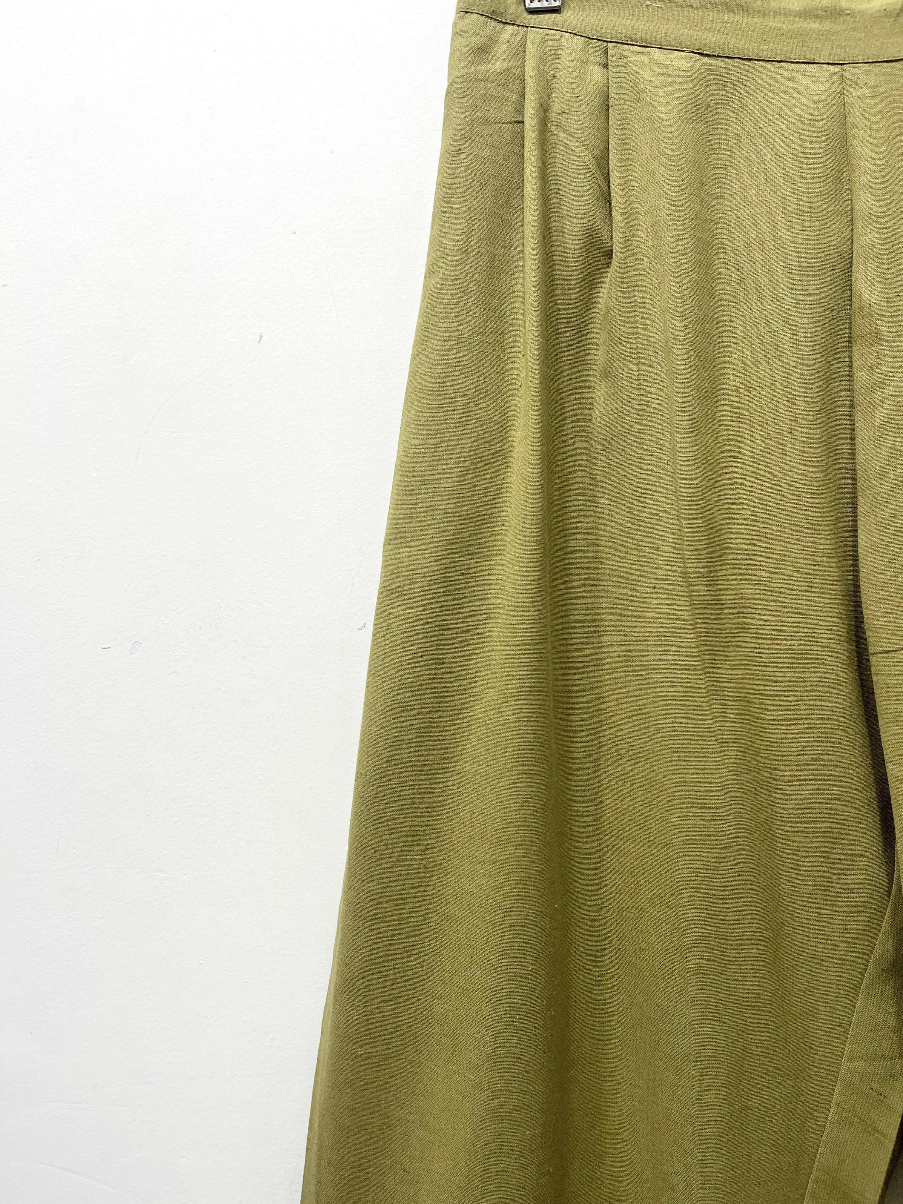 Green Wide Leg Cotton Pants Pre-order