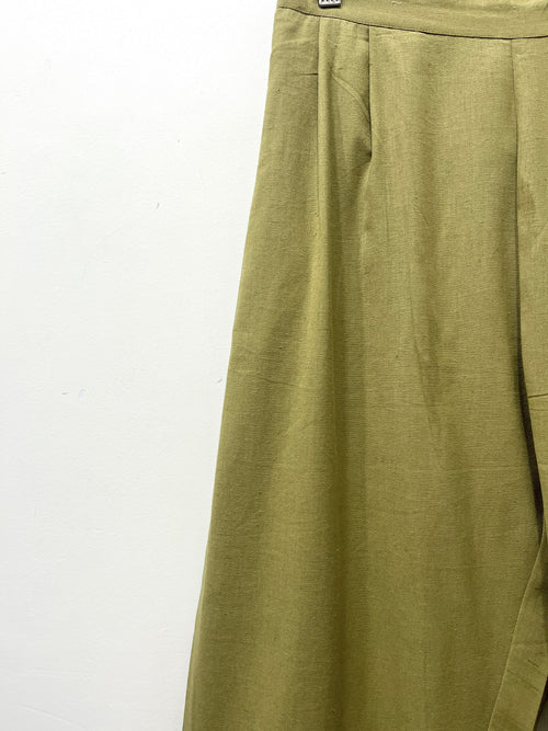 Green Wide Leg Cotton Pants Pre-order