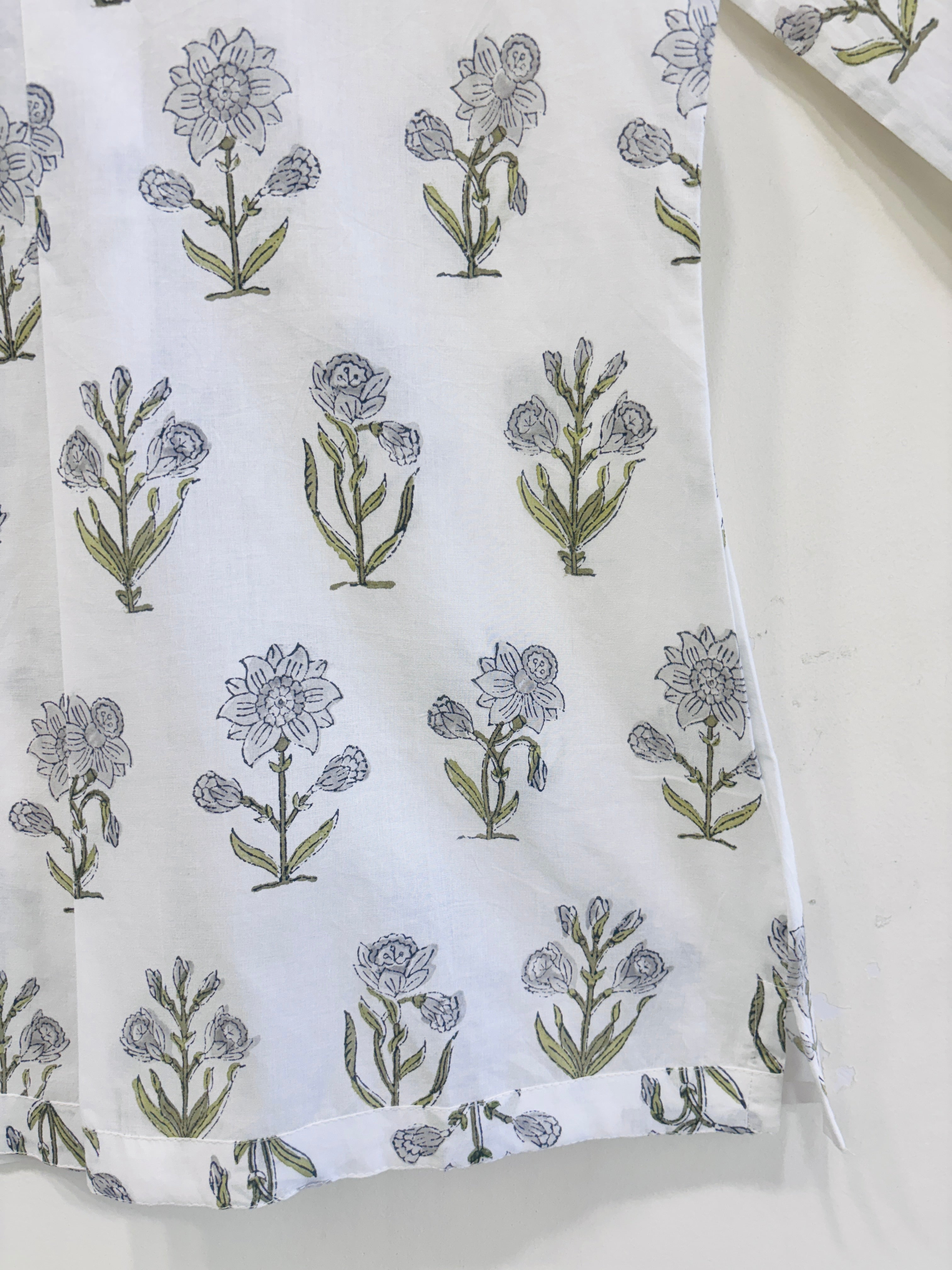 Grey Bloom Cotton Short Kurti