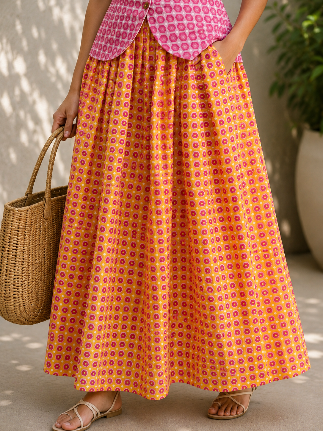 Saffron Sunset Cotton Skirt