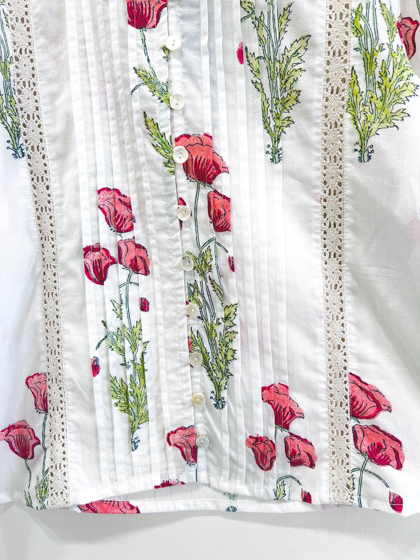 Laal Poppy Lace Cotton Top