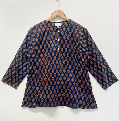 Midnight Marigold Cotton Short Top
