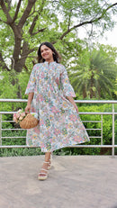 White Floral Printed Dress