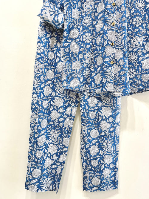 Indigo Floral Cotton Co-Ord set