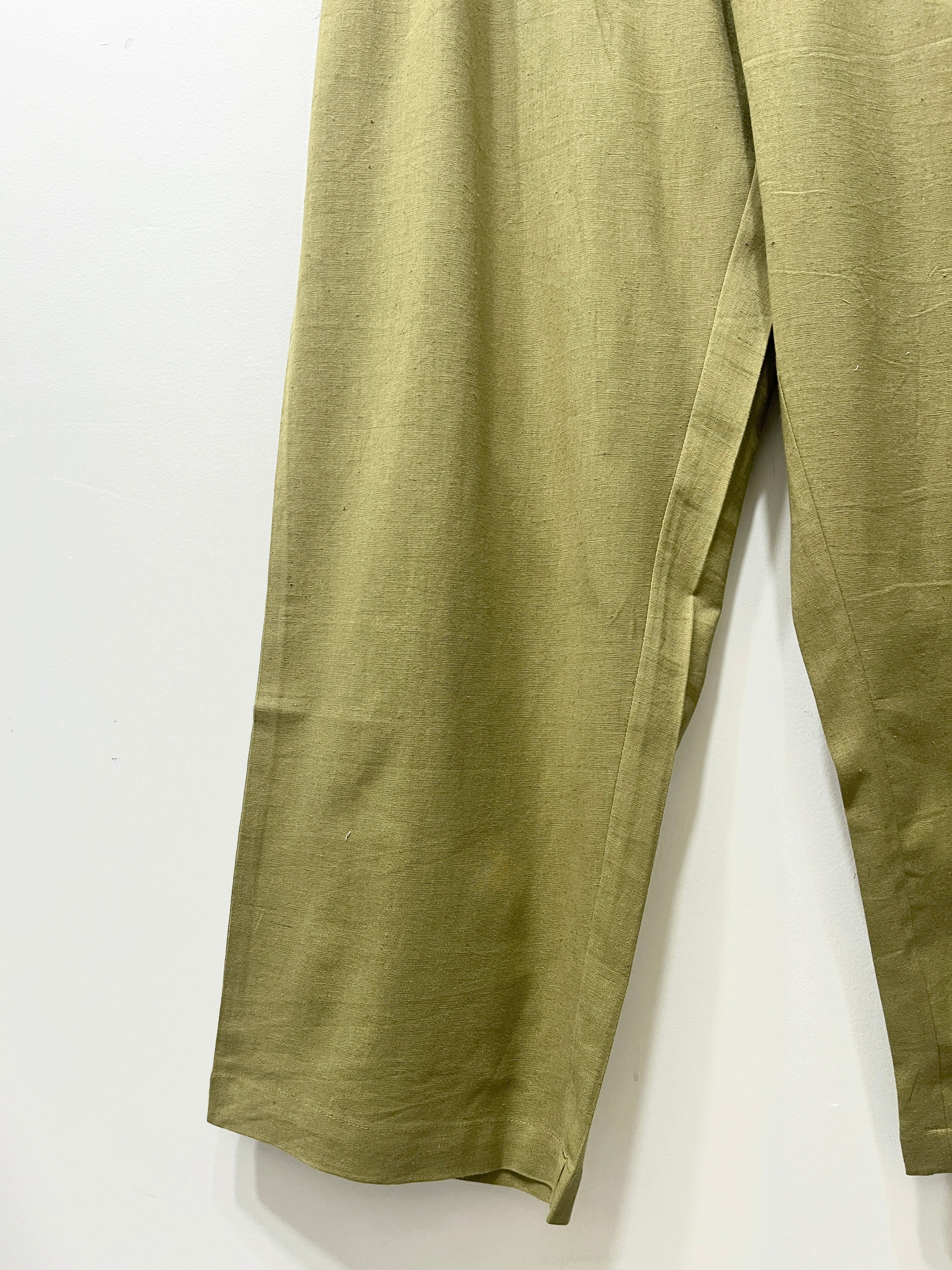 Green Wide Leg Cotton Pants Pre-order