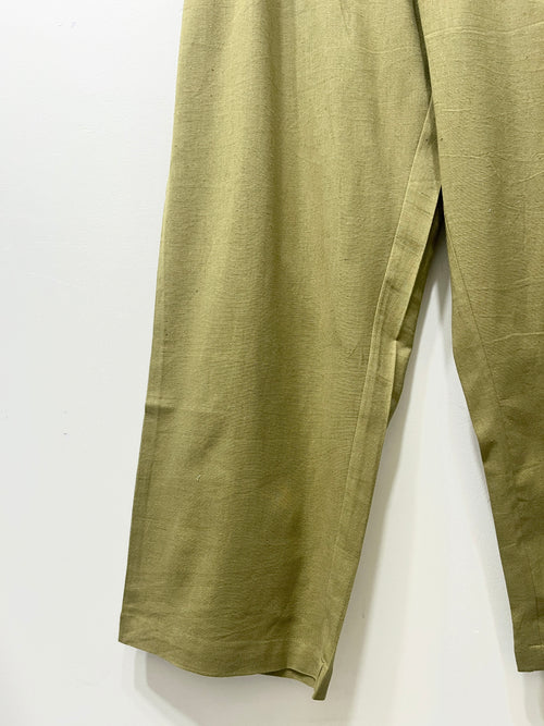 Green Wide Leg Cotton Pants Pre-order