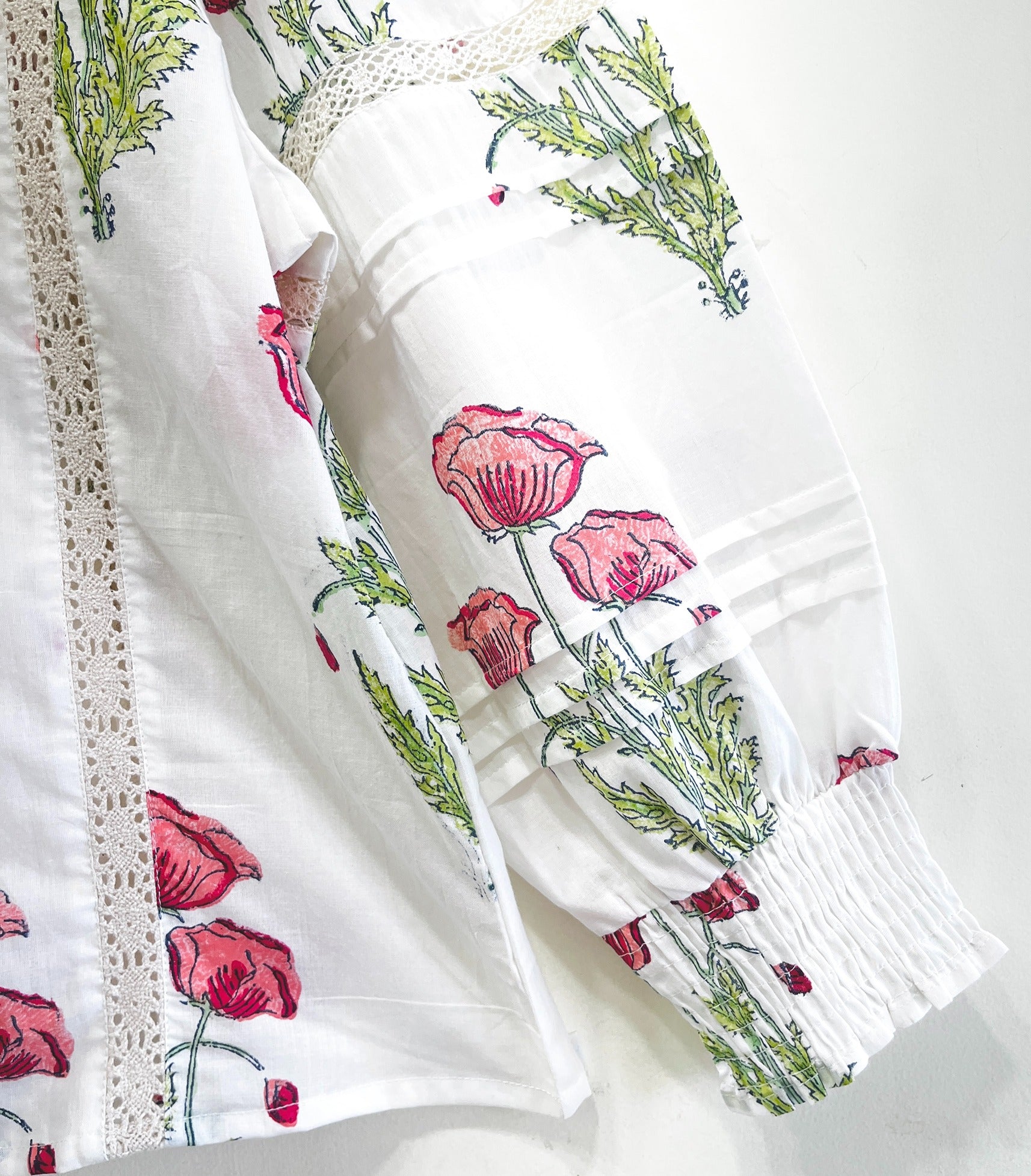 Laal Poppy Lace Cotton Top