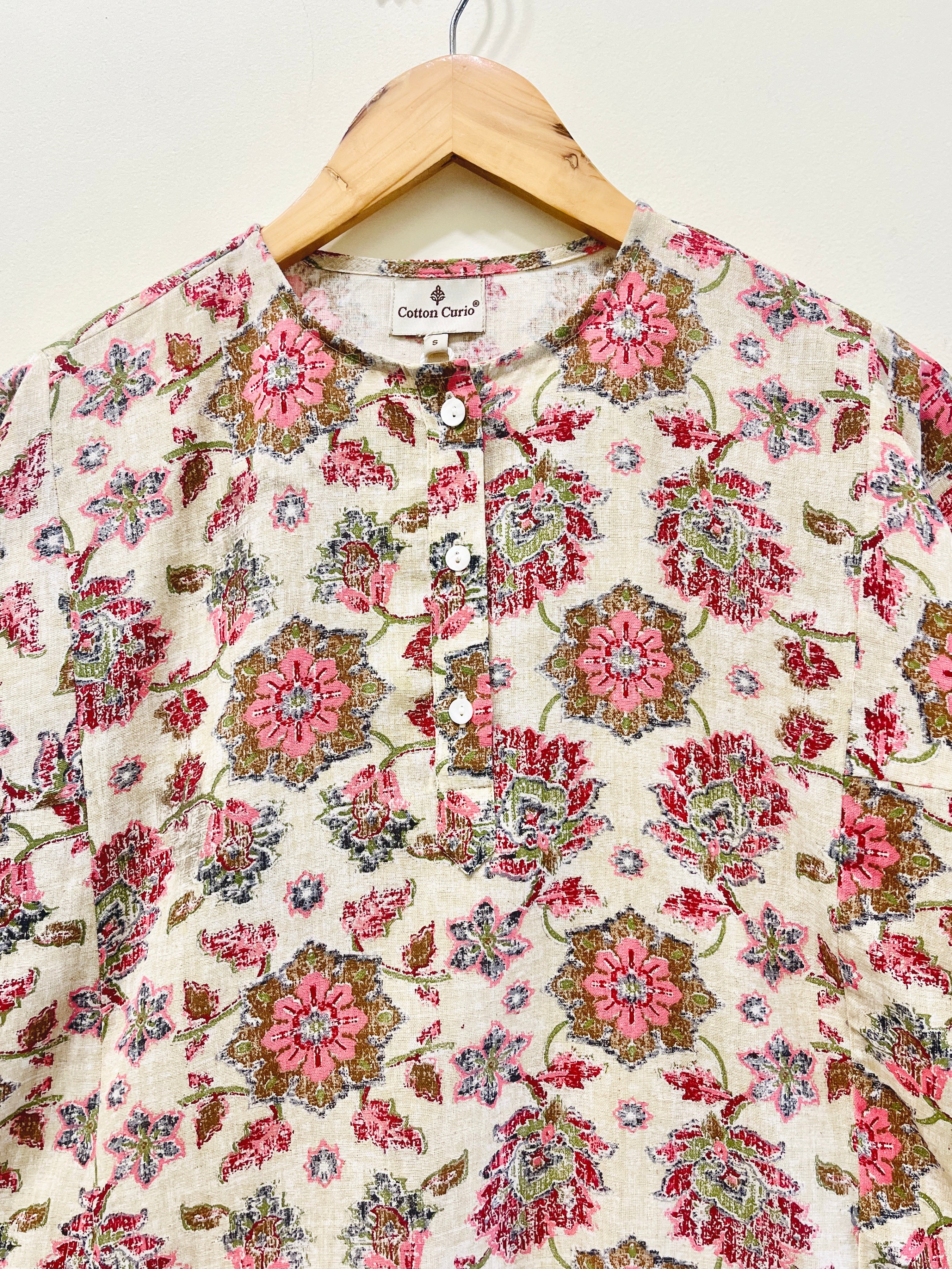 Block Printed Cotton Short Kurti