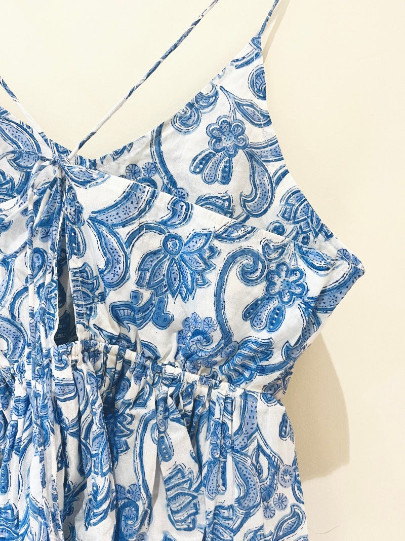 Blue Bliss Block Printed Cotton Cami Top