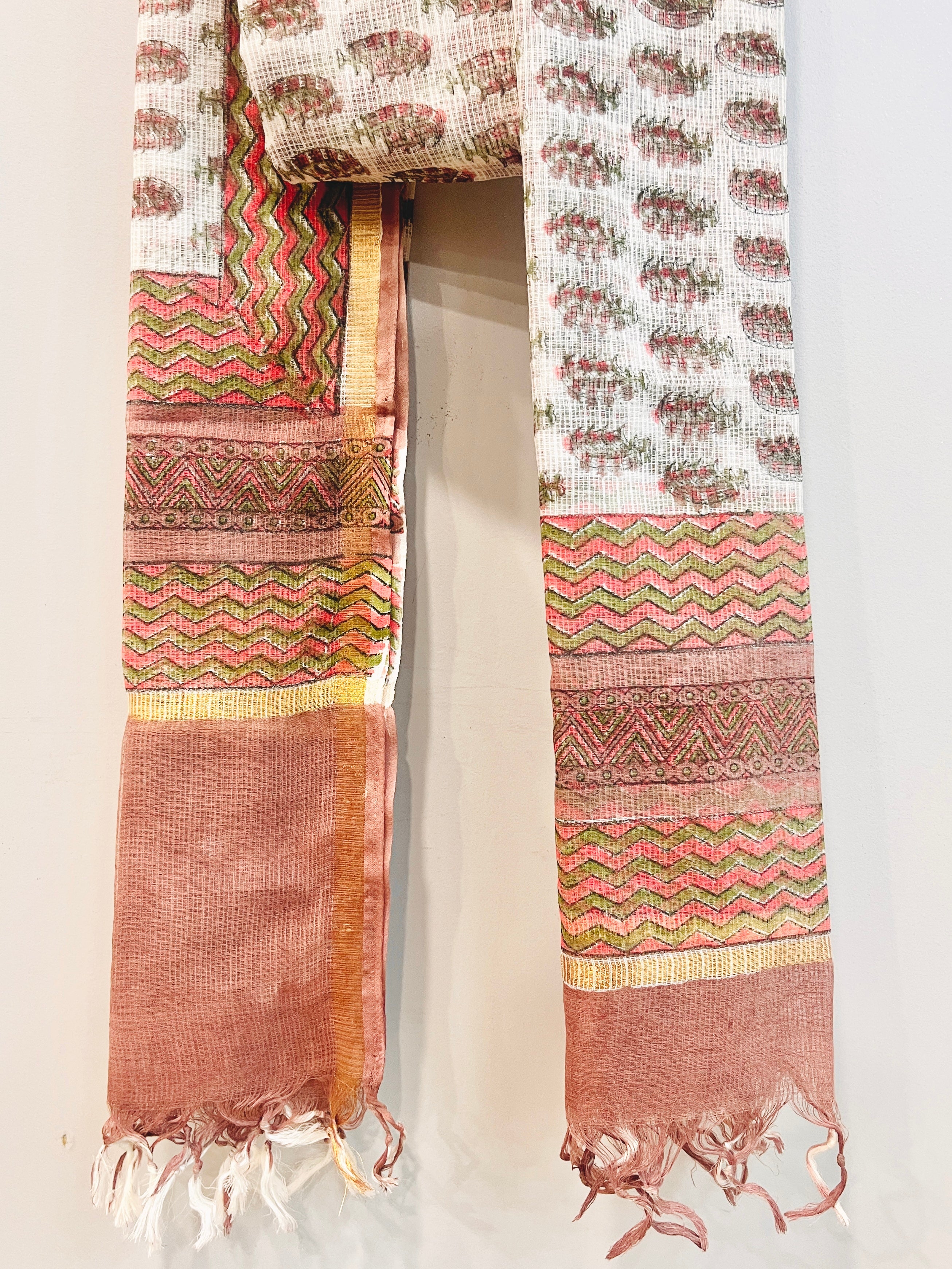 Block Printed Kota Doria Dupatta