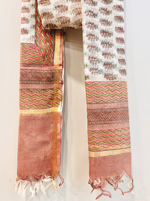 Block Printed Kota Doria Dupatta