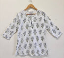 Grey Bloom Cotton Short Kurti