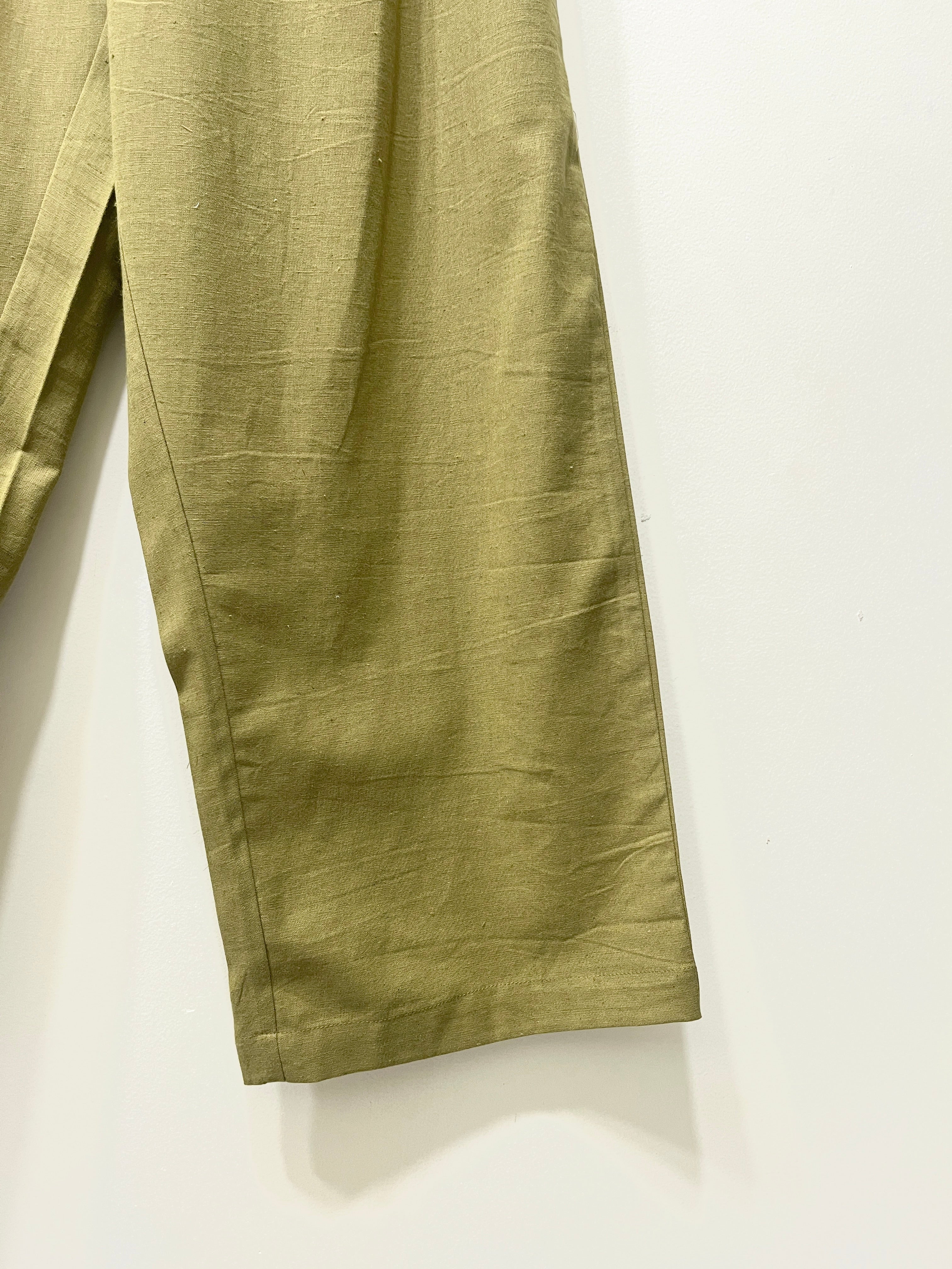 Green Wide Leg Cotton Pants Pre-order
