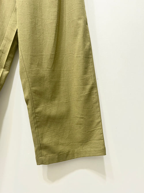 Green Wide Leg Cotton Pants Pre-order