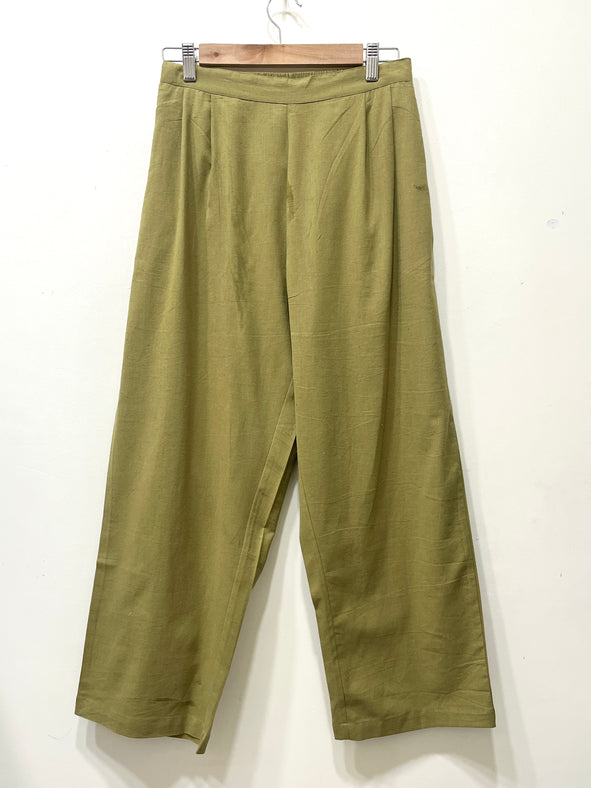 Green Wide Leg Cotton Pants