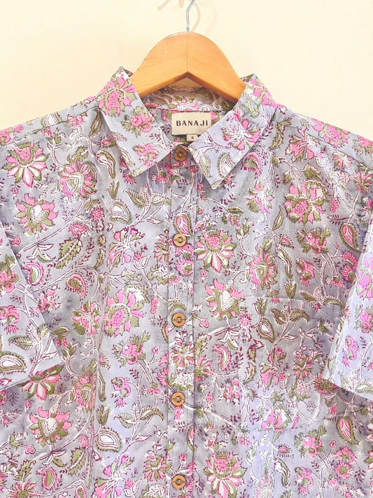 COTTON BLOCK PRINTED HALF SLEEVE SHIRT