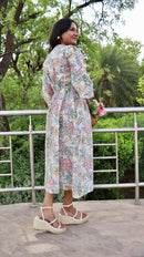 White Floral Printed Dress
