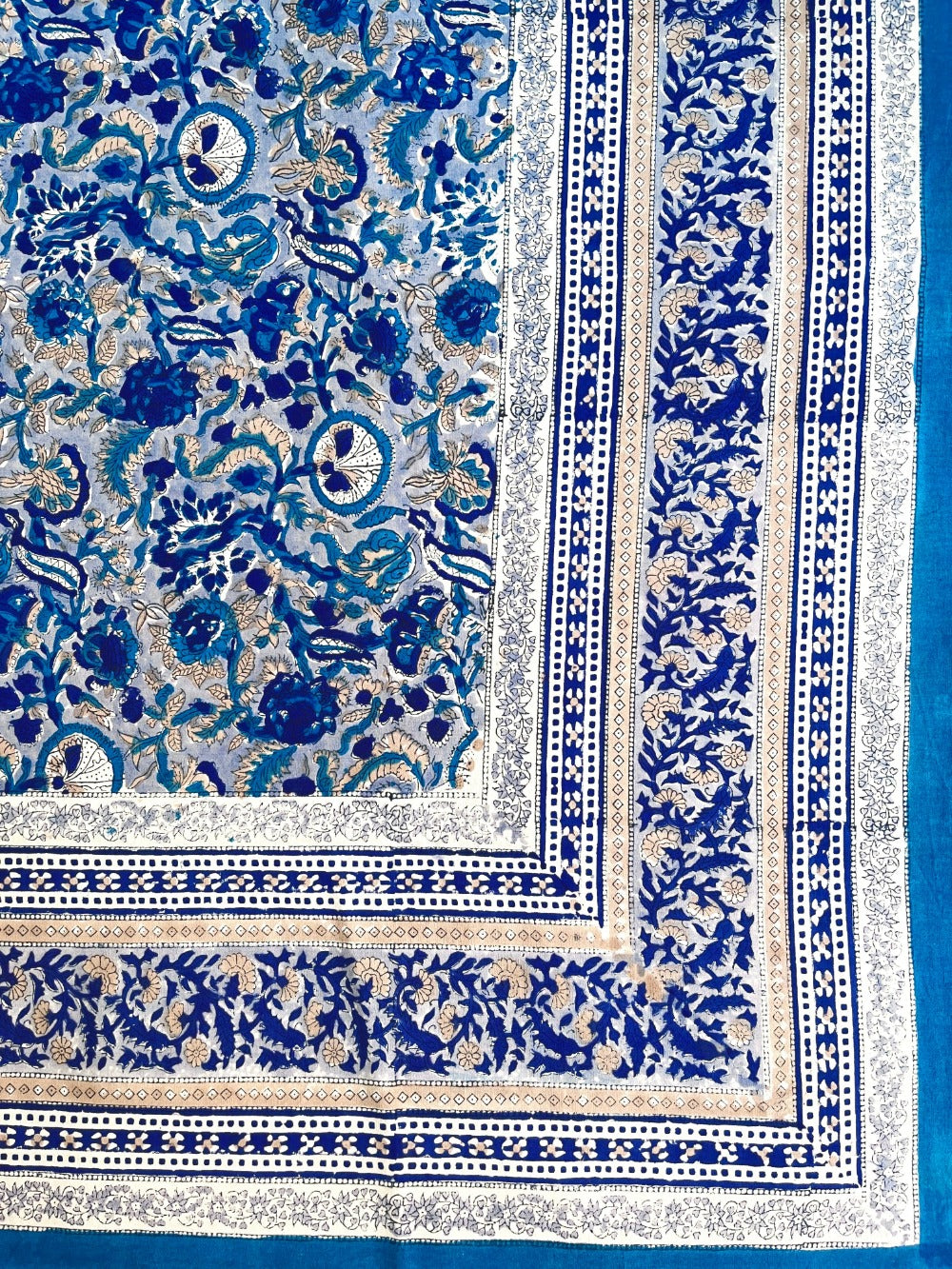 Royal Blue Block Printed Bedsheet Set