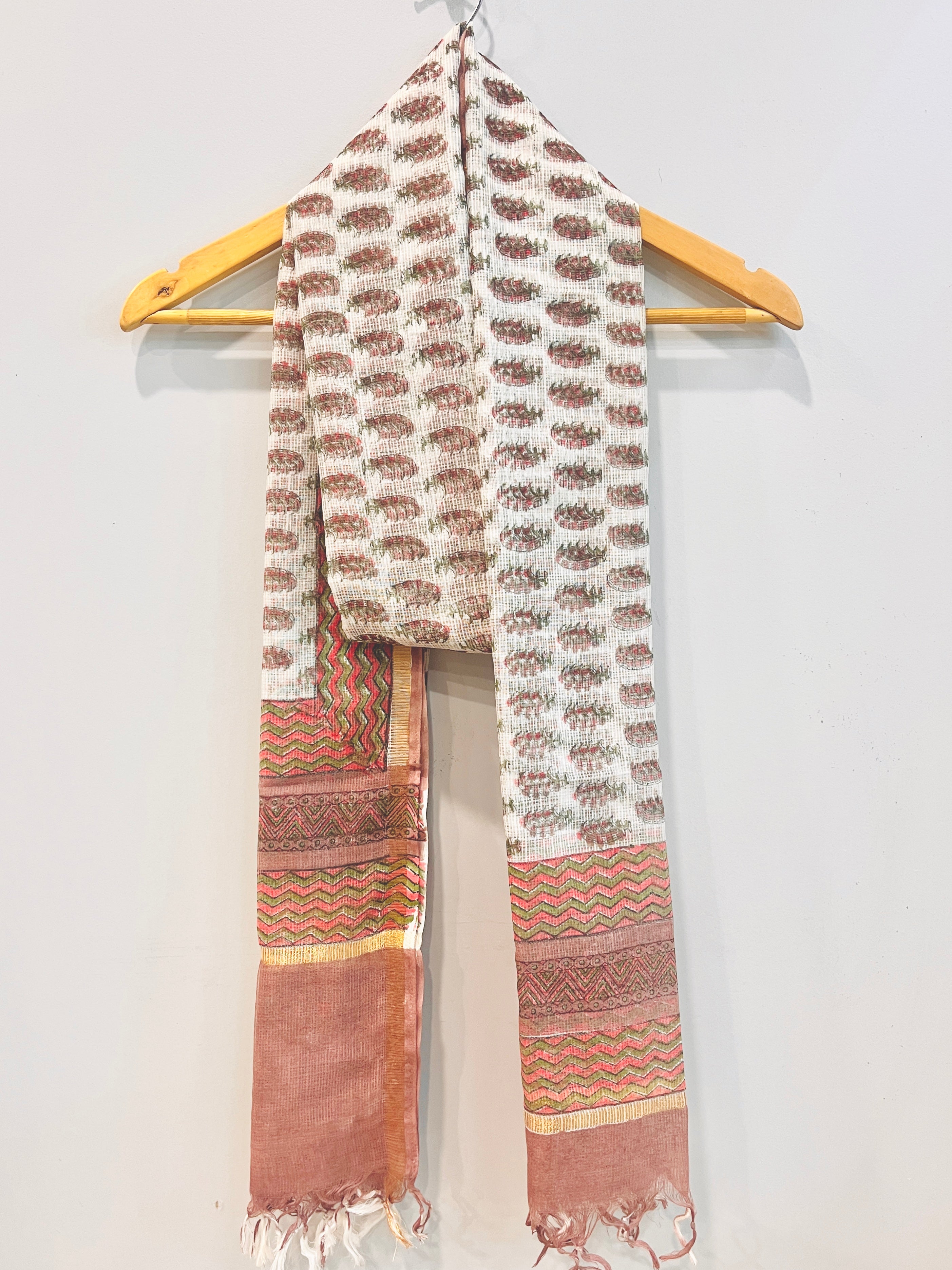 Block Printed Kota Doria Dupatta