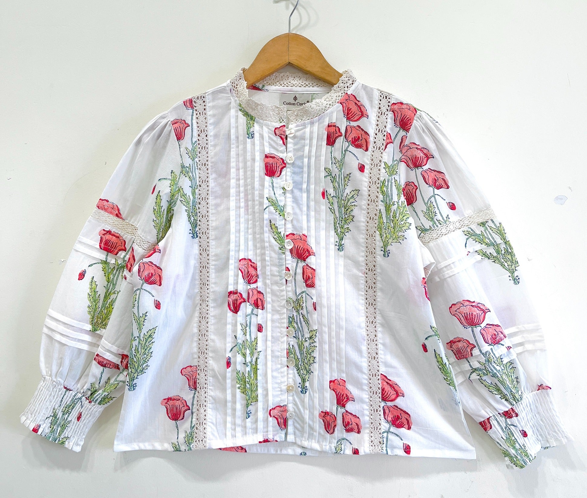 Laal Poppy Lace Cotton Top